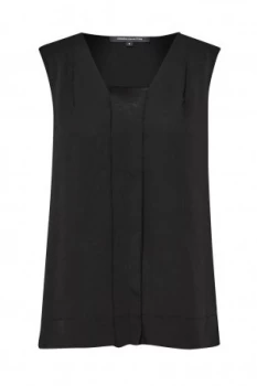 Image of French Connection Polly Plains V Neck Top Black