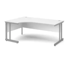 Image of Office Desk Left Hand Corner Desk 1800mm White Top With Silver Frame 1200mm Depth Momento