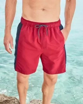 Image of Cotton Traders Mens Panelled Swimshorts in Red