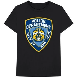 Image of New York City - Police Dept. Badge Unisex Medium T-Shirt - Black