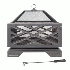 Image of La Hacienda Brooklyn Deep Steel Fire Pit with Grill