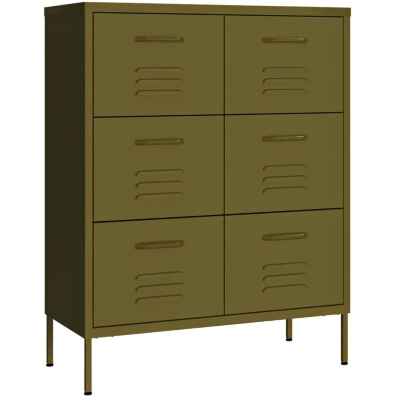 Image of VIDAXL Drawer Cabinet Olive Green 80x35x101.5cm Steel vidaXL 8720286564561