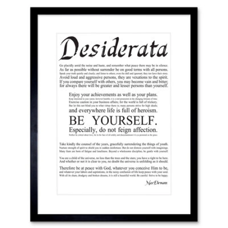 Image of Artery8 Desiderata Ehrmann Go Placidly Amid Yourself Quote Framed Wall Art Print