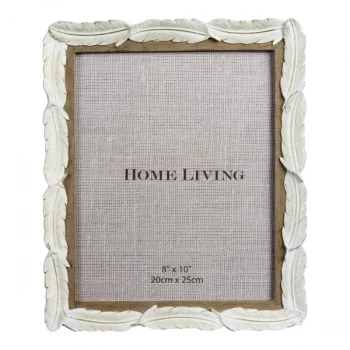 Image of 8" x 10" - HESTIA White Resin Feather Photo Frame