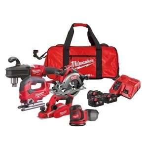 Image of Milwaukee Power Tools M18 FPP5L FUEL Woodworking Kit 18V 3 x 5.0Ah Li-ion