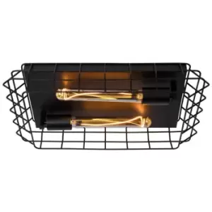 Image of Lucide LATTICE - Flush Ceiling Light - 2xE27 - Black