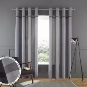 Image of Catherine Lansfield Melville Woven Texture Grey Eyelet Curtains Grey