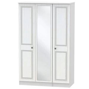 Image of Robert Dyas Loxley Ready Assembled 3-Door Mirrored Wardrobe -White