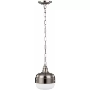 Image of 1 Bulb Ceiling Pendant Light Polished Nickel Finish Brushed Steel LED E27 75W