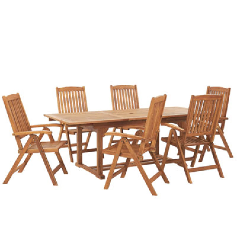 Image of Beliani Garden Dining Set 6 Seater Java Acacia Wood Light Brown