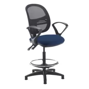Image of Dams MTO Jota Mesh Back Draughtsmans Chair with Fixed Arms - Havana Black