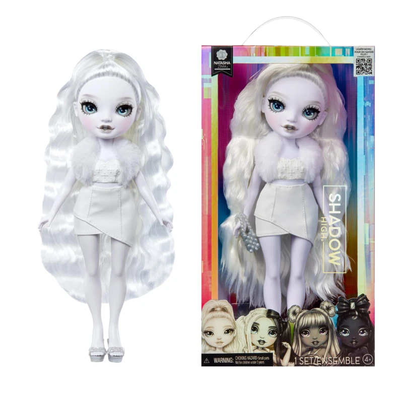 Image of Rainbow High Shadow High Natasha Zima - Grayscale 28cm Fashion Doll White Hair and Outfit Stylish Handbag Cute Present for Children 4-10 Years Old
