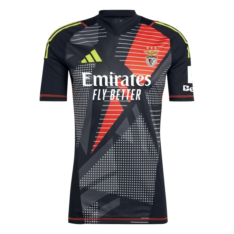 Image of adidas Benfica Short Sleeve Goalkeeper Shirt 2024 2025 Adults Black male XS