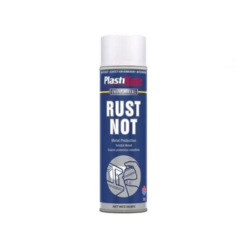 Image of Plastikote Rust Not Aerosol Spray Paint Matt White 500ml
