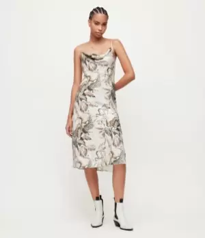 Image of AllSaints Womens Hadley Ukushisa Midi Dress, Rosedust Pink, Size: 8