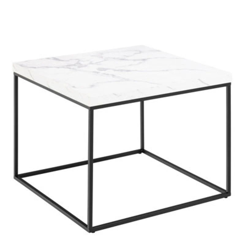 Image of Furniture To Go Barossa Coffee Table With White Marble Carrara Top & Black Steel Base 60Cm