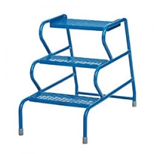 Image of FORT Stable Step Ladder with No Handrail 3 Steps Blue Capacity: 150 kg