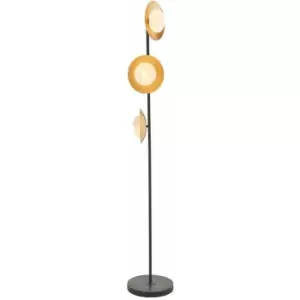 Image of Loops - 1560mm Freestanding Floor Lamp Light - Gold & Bronze Dish Design - Opal Glass