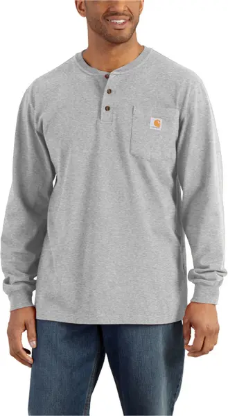 Image of Carhartt Henley Pocket, long sleeve , color: Light Grey , size: XXL