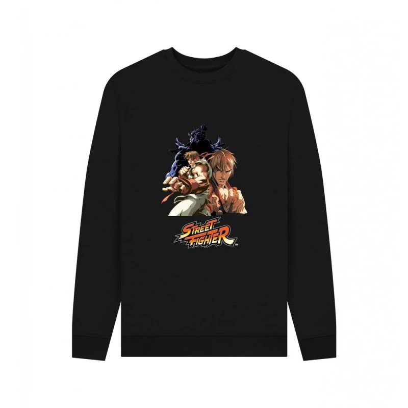 Image of Street Fighter Mens Group Pose Sweatshirt in Black Size: Small Black Male S