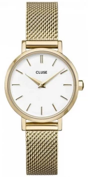 Image of CLUSE La Boheme Petite Gold Mesh Bracelet White Dial Watch