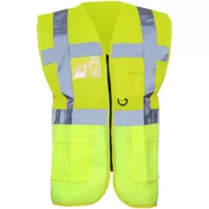 Image of Yoko Hi-Vis Premium Executive/Manager Waistcoat / Jacket (M) (Hi-Vis Yellow) - Hi-Vis Yellow