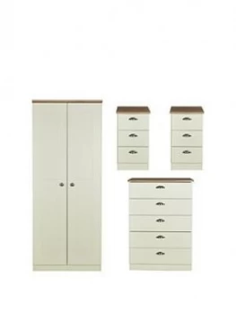 Image of Swift Charlotte 4 Piece Ready Assembled Package - 2 Door Wardrobe, 5 Drawer Chest And 2 Bedside Chests