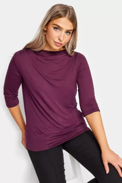 Image of Purple Pleat Neck Top