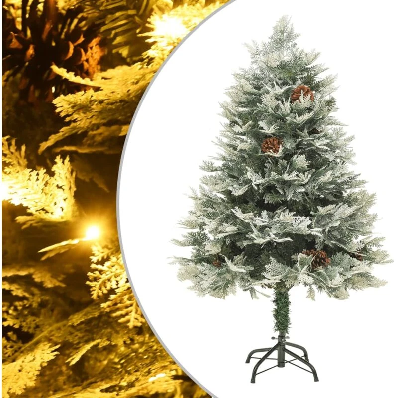 Image of vidaXL Christmas Tree with LEDs&Pine Cones Green 150cm PVC&PE, Green 344296
