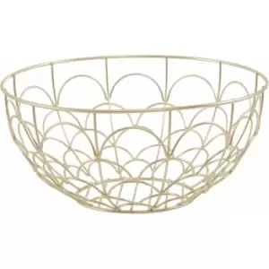 Image of Deco Fruit Basket Matte Gold Metal Wire Fruit Baskets for Kitchen Countertop Fruit Display And Storage w28 x d28 x h13cm - Premier Housewares