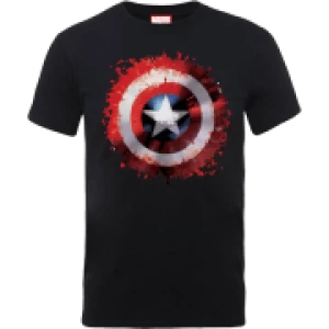 Image of Marvel Avengers Assemble Captain America Art Shield Badge T-Shirt - Black
