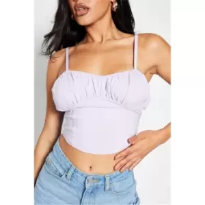 Image of I Saw It First Lilac Bengaline Ruched Bust Cami - Purple