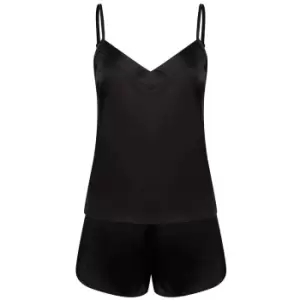 Image of Towel City Ladies/Womens Satin Cami Short PJs (M/L) (Black)