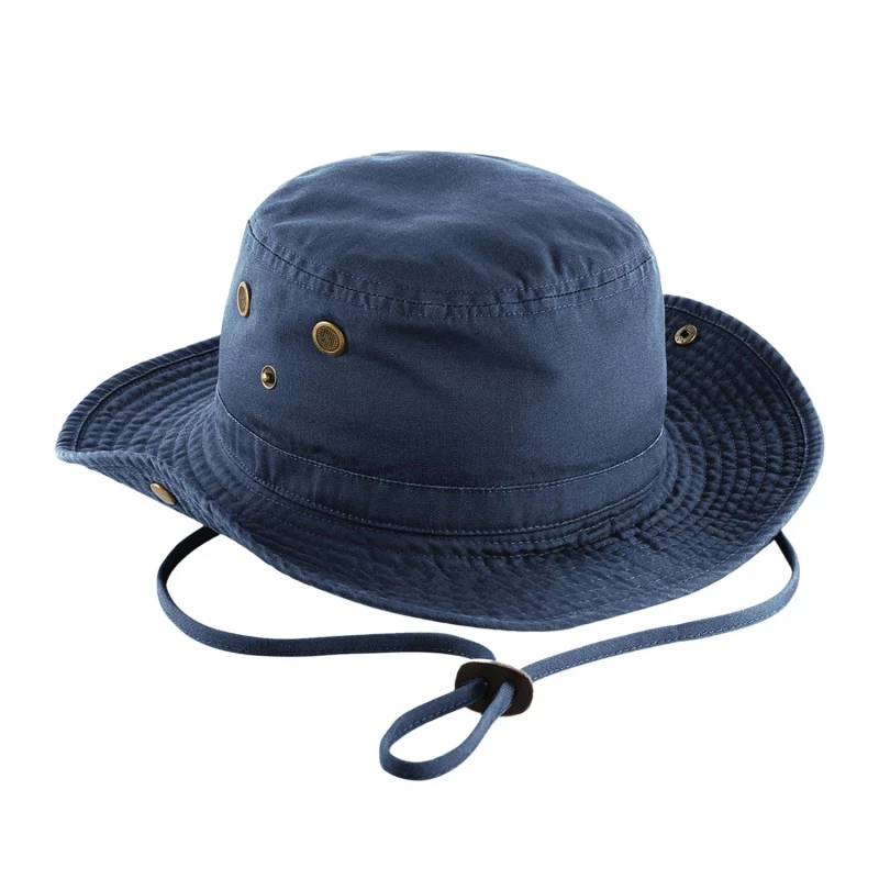 Image of Beechfield Beechfield Men Outback Leather Lined Panama Hat in Navy Navy One Size Male 5063527402097