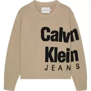 Image of Calvin Klein Jeans Blown-Up Logo Layers Sweater - Brown