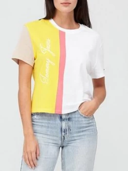 Image of Tommy Jeans Colorblock Logo T-Shirt - White