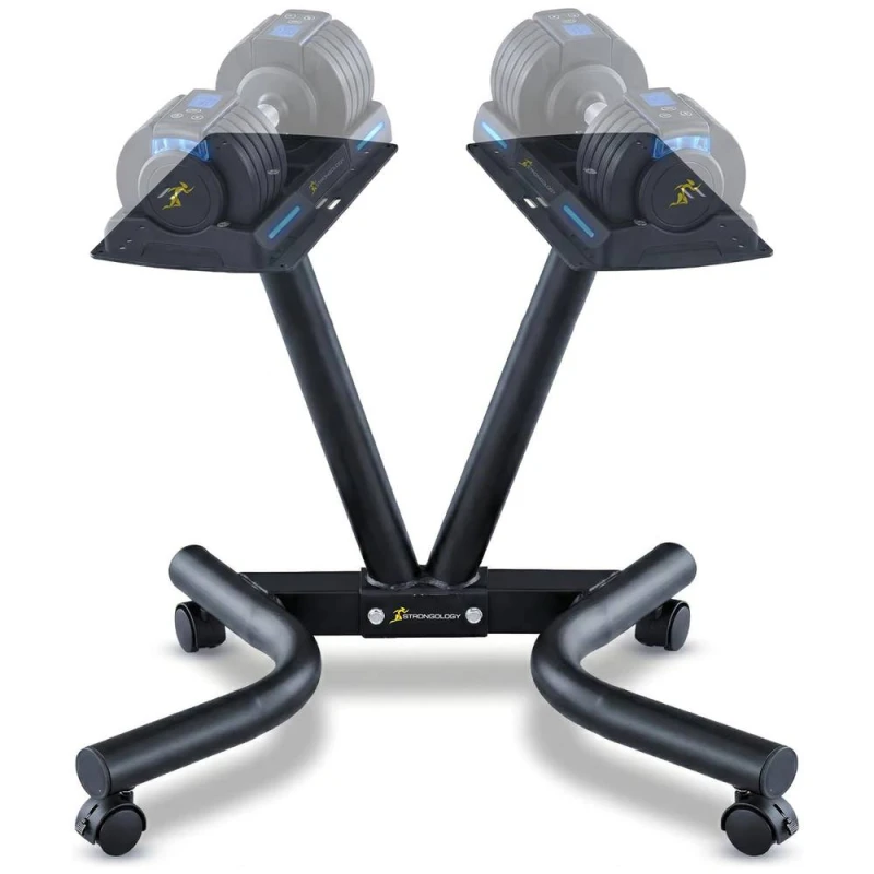 Image of Strongology Universal Durable Steel Dumbbell Floor Stand (Dumbbells Not Included) in Black Unisex