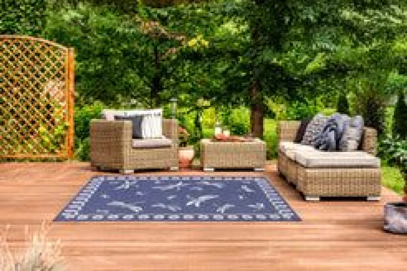 Image of Rugstyle Summer Breeze Outdoor Rug in Navy Size: 100cm x 150cm Navy Unisex 100cm x 150 cm