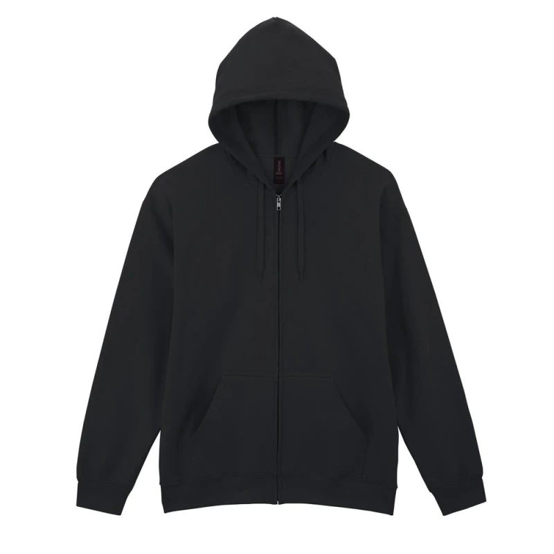 Image of Gildan Mens Softstyle Fleece Midweight Full Zip Hoodie in Black Size: Small Black Male S