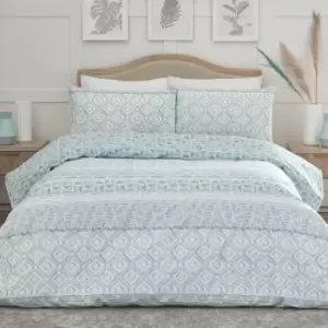 Image of Dreams & Drapes Aden Geometric Print Easy Care Duvet Cover Set, Teal, Single