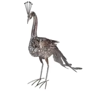 Image of Smart Solar Metal Silhouette Peacock Light