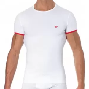 Image of Emporio Armani Contrast Binding Cotton T-Shirt - White M