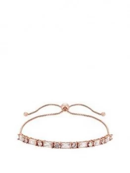 Image of Simply Silver Sterling Silver 14Ct Rose Gold Emerald Solitaire Toggle