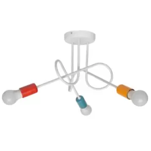 Image of Oxford Multi Arm Semi Flush Ceiling Light White, Orange, Red, Turquoise 50cm