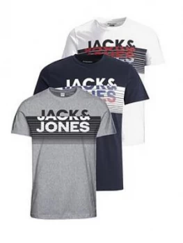 Image of Jack & Jones 3 Pack Logo T-Shirt - Multi