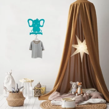 Image of Elephant 2 - Blue Blue Metal Wall Hook