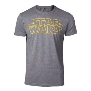 Image of Star Wars - Outlines Logo Mens Medium T-Shirt - Grey