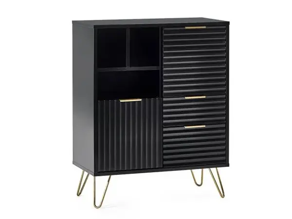 Image of Julian Bowen Murano Black and Gold 2 Door 2 Drawer Sideboard