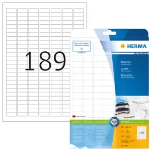 Image of HERMA Labels Premium A4 25.4x10 mm white paper matt 4725 pcs.