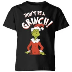 Image of The Grinch Dont Be A Grinch Kids Christmas T-Shirt - Black - 3-4 Years